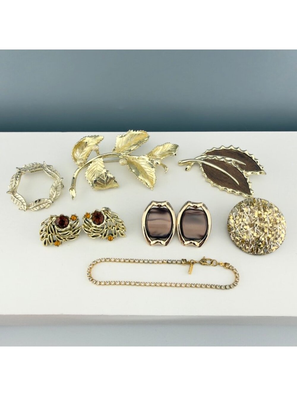 Vintage Jewelry Lot Monet Coro Earrings Brooch Bracelet Fall Autumn Collection